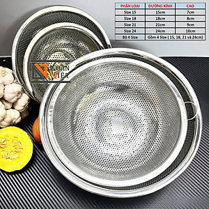  RỔ INOX (RÁ INOX) CAO CẤP. Dụng cụ đựng chứa thực phẩm với 3 chân cao TIỆN LỢI dùng trưng hoa quả, rửa rau củ quả, phơi hong bánh