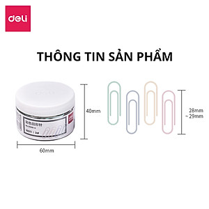 Hộp 160 kim kẹp giấy ghim vòng màu sắc pastel 29mm dùng kẹp tài liệu văn phòng phẩm giữ văn bản học sinh văn phòng đa năng tiện lợi Deli