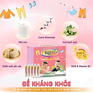 Siro ăn ngủ ngon cho bé BobBaby Dân Khang cải thiện chứng biếng ăn giúp bé ăn ngon ngủ sâu giấc hộp 20 ống x 10ml