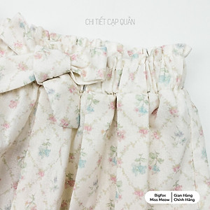 Quần váy đùi cho bé gái Bigfox Miss Meow size đại vải linen hoa nhí cỡ trẻ em 3-11 tuổi 20-30kg