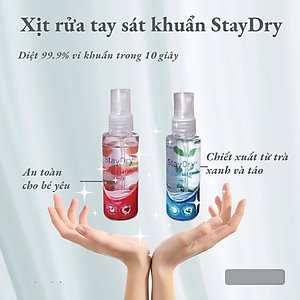 Xịt rửa tay sát khuẩn StayDry 70ml ( Hương Táo )