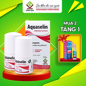 (+5ml FREE) Combo 2 Lăn Khử Mùi AQUASELIN Intensive Women Không Thâm Nách Giảm Mồ Hôi - Dung Tích 50ml