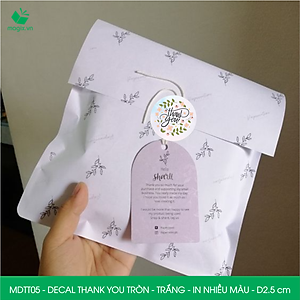 MDTT05 - D2.5cm - 50 Sticker Thank you, decal Thank you tròn dán hộp carton, tem cám ơn, nhãn dán cảm ơn trang trí gói hàng
