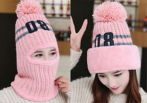 Mũ len, nón len 2 phong cách tua rua số 08 A011