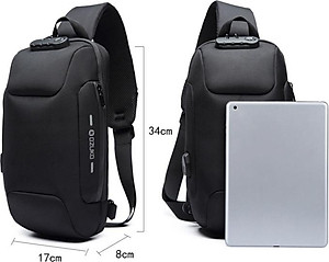 Túi đeo ngực,đeo chéo nam tích hợp sẵn công nghệ khóa chống trộm cao cấp phong cách châu âu