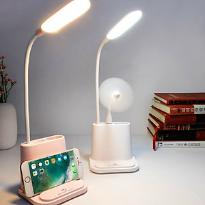 Đèn Học , Đèn Đọc Sách Để Bàn Chống Cận Có Ống Đựng Bút , Giá Đỡ Điện Thoại , Cổng Sạc Usb - Hàng Chính Hãng 