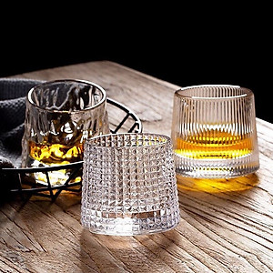 Bộ 6 Cốc Thuỷ Tinh, Ly Thuỷ Tinh Đế Lồi Xoay 360 Độ Cao Cấp Nhiều Họa Tiết Sang Trọng