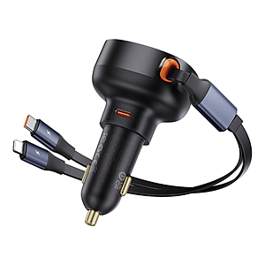 Tẩu sạc dùng trên ô tô tích hợp cáp Type C và iP Cable 60W Baseus Enjoyment Pro Car Charger - Hàng chính hãng