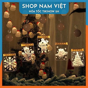 Dây Treo Đèn LED 3D Hình Cây Thông, Chuông Trang Trí Giáng Sinh, Noel - Chính Hãng NAVIVU