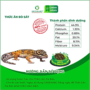 Thức ăn bò sát Thằn Lằn Da Báo GREENABC - Leopard Gecko – Hàm lượng protein 44.9% giúp tăng trưởng nhanh, lên màu đẹp, phát triển toàn diện – Hộp 10g