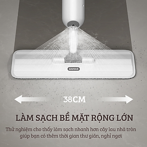 Cây Lau Nhà Phun Sương, Chổi Lau Nhà 360° Lau Sạch Khô Nhanh Cao Cấp Damas P1 Pro - Bản Lau To Giúp Lau Sạch Nhanh Chóng, Khớp Xoay 180 Độ Linh Hoạt - Thiết Kế Mới Tích Hợp Bình Chứa Dung Dịch Với Tốc Độ Phun Sương 0.1s - Hàng Chính Hãng