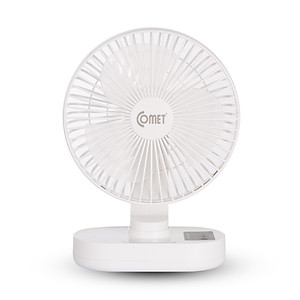 Quạt Sạc Tích Điện Để Bàn Đa Năng COMET CRF1406 6W, 3 Cấp Độ Gió, Có Đèn LED, 2 pin rời 18650 Lithium 1200mAh Để Bàn Văn Phòng - Hàng chính hãng