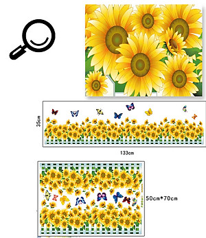 Decal Dán Chân Tường Hàng Rào Hoa Hướng Dương