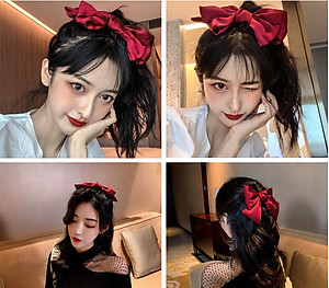 Kẹp tóc nơ lớn Hàn Quốc , cặp tóc nơ sau dễ thương KT13 chất liệu lụa mềm mại