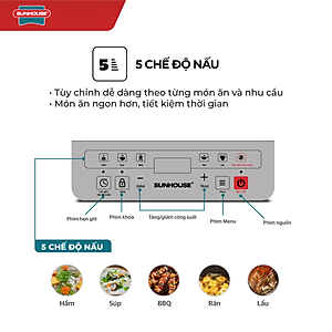 Bếp Hồng Ngoại Cảm Ứng Sunhouse SHD6005 (Kèm Vỉ Nướng) - Hàng chính hãng