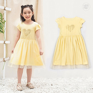 [3-11 TUỔI, 10KG-36KG] Váy Cotton Cho Bé Gái Mùa Hè, Miss Meow, Size Đại. Đầm Trẻ em Phối Lưới In Trái Tim (BF)
