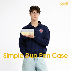 Bóp viết nhiều ngăn NATOLI, hộp bút cute chống nước đựng bút đa năng BST Simple Duo Pen Case T23