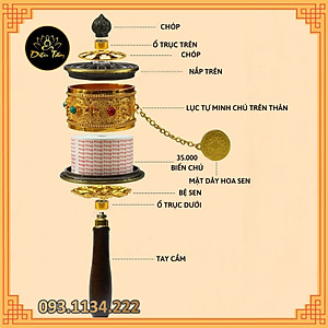 Kinh Luân cầm tay Om Mani Padme Hum - Bánh xe Mani Kinh Luân Tây Tạng cầu bình an, tài lộc