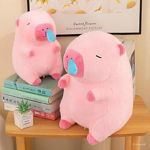 Thú nhồi bông capybara hồng chảy nước mũi đáng yêu - Size từ 35cm đến 45cm - Móc khoá gấu bông Capybara.