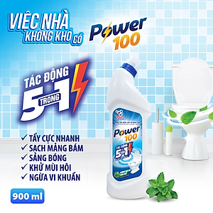 Combo 2 Chai Nước Tẩy Bồn Cầu Và Nhà Tắm POWER100 Hương Bạc Hà 900mlx2