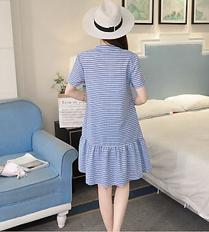 Váy, Đầm Bầu Công Sở Dự Tiệc Dáng Suông Azuno AZ102 Họa Tiết Kẻ Caro Mặc Mùa Hè Rất Mát