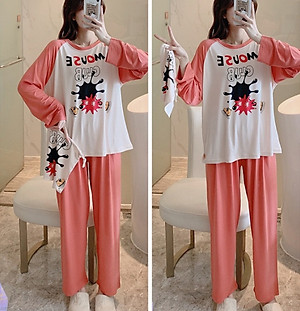 Đồ bộ mặc nhà tay dài quần dài kèm túi rút hàng đẹp C032