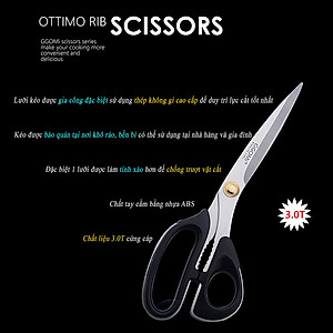 [HÀNG CHÍNH HÃNG]Kéo cắt sườn dài 26cm, lưỡi kéo dài 11.5cm bằng thép không gỉ an toàn sức khỏe của GGOMi Hàn Quốc GG157