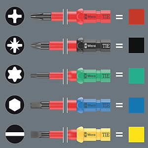 Bộ tua vít cách điện Kraftform Kompakt VDE 17 Universal 1 gồm 4 cạnh, dẹp, hoa thị  các đầu vít thay đổi được gồm 17 chiếc Wera 05006611001