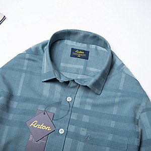 Sơ mi nam Ngắn tay công sở trung niên thương hiệu Anton vải bamboo xanh lục thoáng mát, thấm hút mồ hôi - NT204