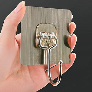 Móc Dán Tường Inox 304 Loại 1 Chân Chịu Lực Đến 20kg Kèm Miếng Dán Tráng Bạc Siêu Dính, Móc Dán Chịu Lực Loại Tốt