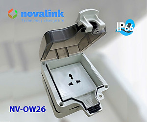 Ổ cắm điện ngoài trời chống nước IP66 Novalink NV-OW26 nhập khẩu chính hãng | Chuẩn IP66, 1 ổ cắm 3 chấu 16A