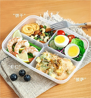 Khay đựng thực phẩm chia 4 ngăn có nắp đậy Nakaya 710ml hàng Made in Japan #K154