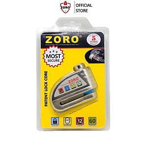 Ổ khóa đĩa xe máy báo động chống trộm ZORO màu trắng chìa tròn - công nghệ mỹ thép chống gỉ mạch kháng nước - hàng chính hãng