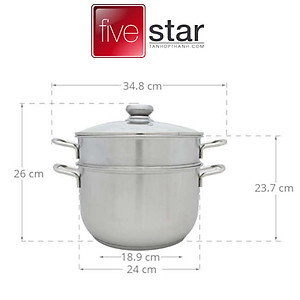 Bộ Nồi Xửng 3 Đáy Nắp Kính Fivestar ST-3DG - Hàng Chính Hãng