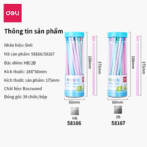 Bút chì lục giác Deli - loại 2B/HB - 30 chiếc/hộp - 58166 / 58167