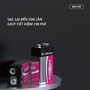 Bộ sạc pin 9V Beston M7023L có tính năng sạc nhanh, tự ngắt khi đầy, đèn báo thông minh dùng cho micro, đồng hồ vạn năng