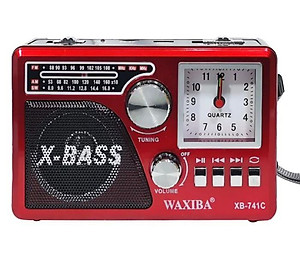 ĐÀI FM WAXIBA XB-XB741C CÓ ĐỒNG HỒ , NGHE NHẠC USB THẺ NHỚ RADIO AM FM SW CÓ ĐÈN PIN THEO KÈM PIN SẠC – 741 HÀNG CHÍNH HÃNG