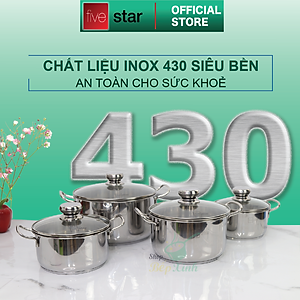 Bộ 4 Nồi Nắp Kiếng 3 Đáy FIVESTAR FS08CG  - Hàng Chính Hãng