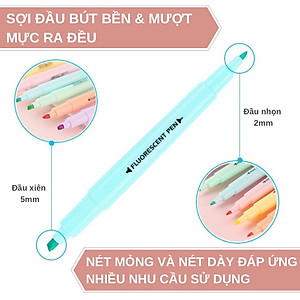 Set 6 bút highlight dạ quang đánh dấu dòng Pastel 2 đầu 