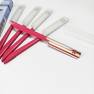 Hộp 5 Dao cạo lông mày, lông mặt KAI cán đỏ hàng Nhật