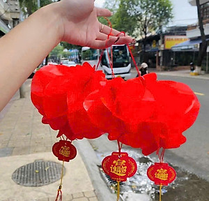 Combo 10 Lồng Đèn Đỏ Trang Trí Tết Bằng Nilon Chống Nước Mẫu Đèn Tổ Ong - Hàng Chính Hãng MINIIN