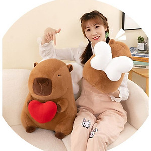 Thú nhồi bông Capybara cánh thiên thần đáng yêu - Size 30cm đến 50cm - Quà tặng gấu bông chuột lang ôm tim cánh trắng êm mịn.