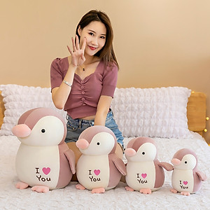 Gấu Bông Chim Cánh Cụt I Love You Siêu Dễ Thương Mềm Mịn Cho Bé Yêu (25cm--->35cm) Vải Miniso 4 Chiều Co Giãn Êm Ái, Hàng Cao Cấp An Toàn Cho Trẻ Nhỏ