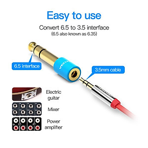 Đầu chuyển Audio 6.5mm (M) sang 3.5mm (F) Vention VAB-S01-L - Hàng chính hãng