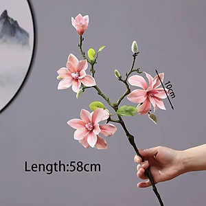 Cành hoa mộc lan cao su 3 bông 1 nụ - Dài 60cm - Cây giả, hoa lụa Decor trang trí nhà cửa.