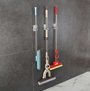 Combo 2 móc treo cán chổi dán tường inox 304 Hobby home decor CV-2 có keo dán