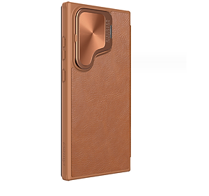 Bao da chống sốc cho Samsung Galaxy S24 Ultra, S24 Plus, S24 trang bị nắp bảo vệ Camera hiệu Nillkin Qin Pro (ngăn đựng thẻ ATM Name Card, chất liệu da cao cấp, thiết kế thời trang cá tính) - Hàng nhập khẩu