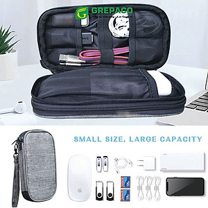 Túi Đựng Phụ Kiện Công Nghệ Grepaco, Pin Sạc Dự Phòng, Điện Thoại, Cáp Sạc USB, Tai Nghe Vải Bố Canvas, Nhiều Ngăn, Có Quai Cầm, Chống Nước, Khóa Kéo YKK Dành Cho Nam Nữ Đi Học, Làm, Du Lịch - Hàng Chính Hãng