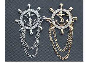 Cài áo nam - ghim cài áo nam mỏ neo bánh lái - cài áo phong thủy tài lộc cho nam