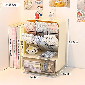 Tủ Kệ Đựng Bút 4 Tầng 8 Ngăn, Kệ Bút Văn Phòng Phẩm Cao Cấp Nhựa Trong Suốt - HÀNG CHÍNH HÃNG MINIIN